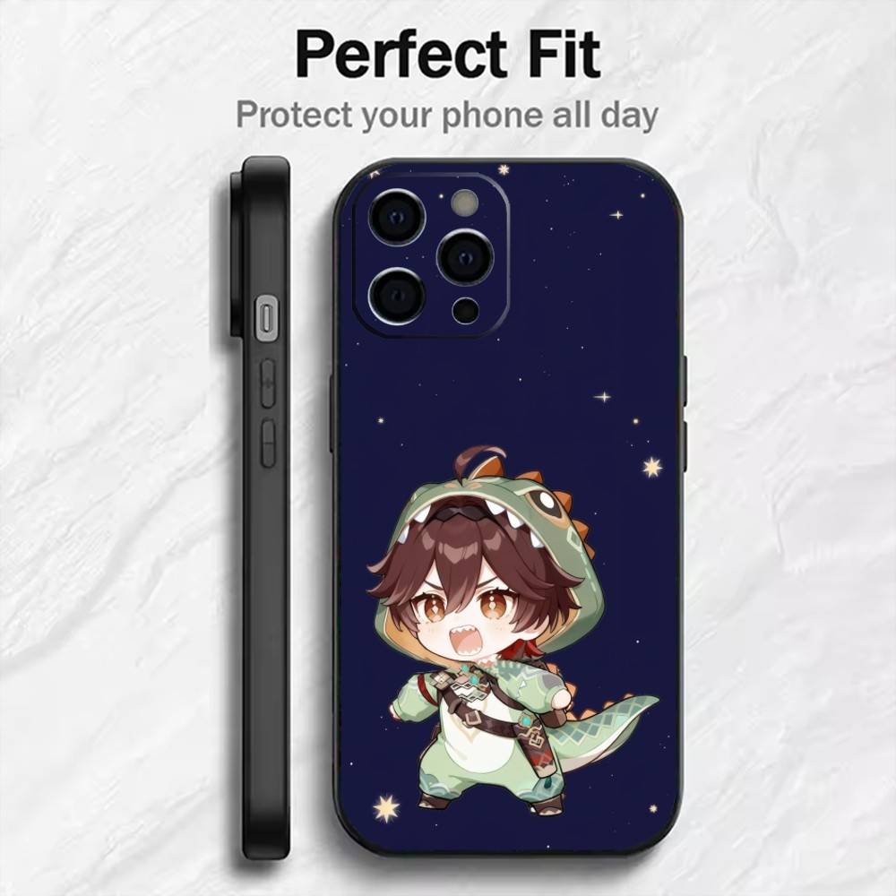 

Genshin Fan-made Characters Phone Case For iPhone17,16,15,14,13,12 Plus,Max Soft Silicone Black Cover iPhone12PRO