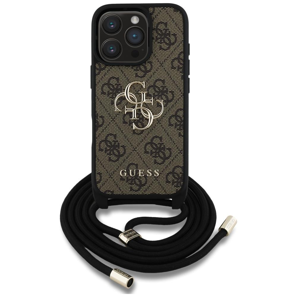 Custodia per iPhone 16 Pro Max Guess a Tracolla Marrone
