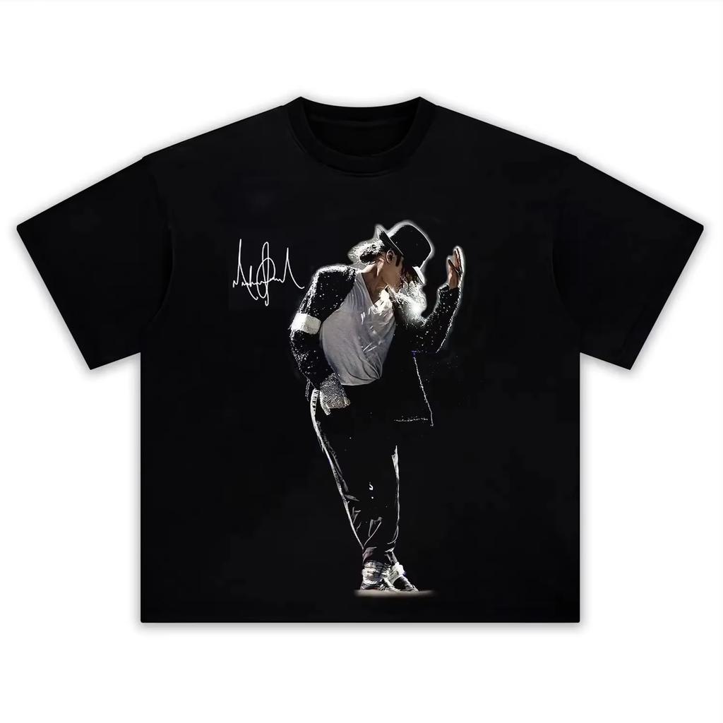 Singer MJ Michael Jackson Portrait Graphic pure Cotton T Shirt Unisexs Retro Fashion Summer Unisex Hip Hop Short Sleeve Shirt