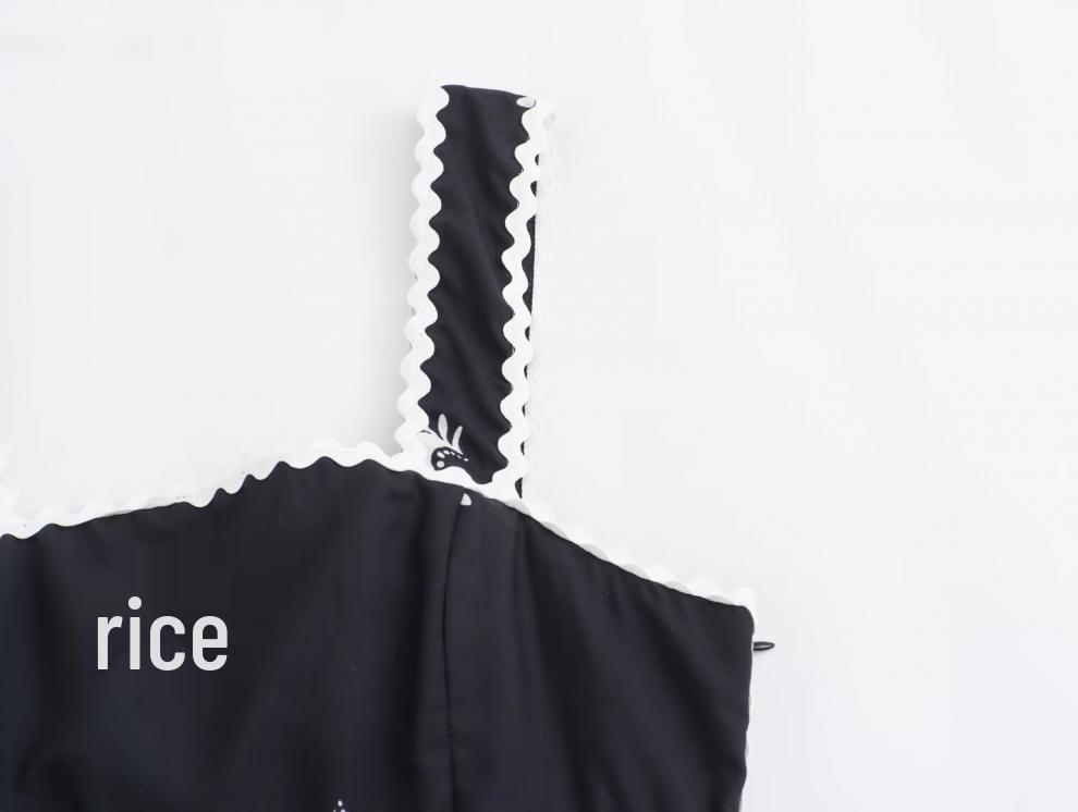 European & American Retro Women's Print Midi Sling Dress