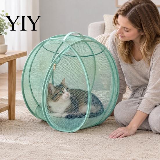 Indoor Kätzchen Spielgehege Pop-Up Rollbares Katzengehege, Faltbares Outdoor Katzengehege Spielgehege, Atmungsaktives Netz Haustier Tragbares Schutzhaus Kugelkäfig mit