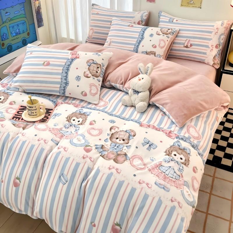 

Комплект из четырех предметов из молочного флиса, постельное белье из утолщенного флиса, простыня с антистатическим покрытием 1.8m bed