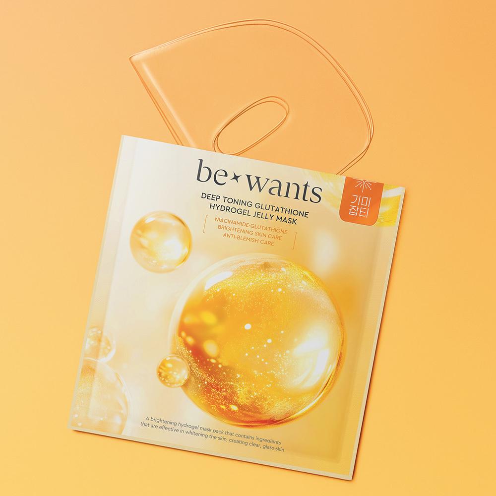 B Wonts [whitening Blemish Moisture Soothing] B Wants Hydrogel Jelly Mask Pack 1 Sheet 2 Types  Deep Toning Glutathione  Cica Collagen 
