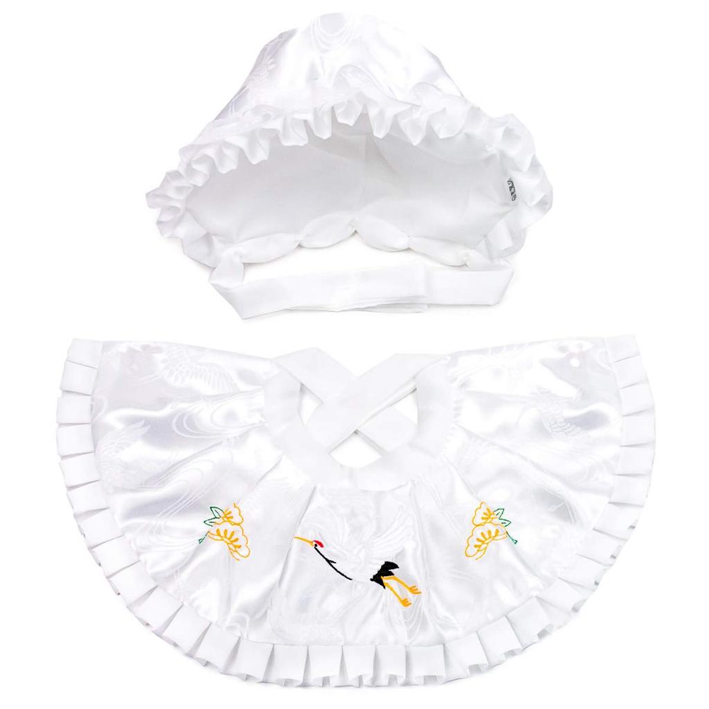 Food made in set for shrine visit baby [Kyoetsu] set, Japan, 2-piece (hat, bib), (white)