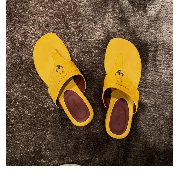 The Same Style As the Grape Mother, French Temperament Herringbone with Tassel, Versatile Low-heeled Cool Slippers, Women's Sandals, Spring and Summer