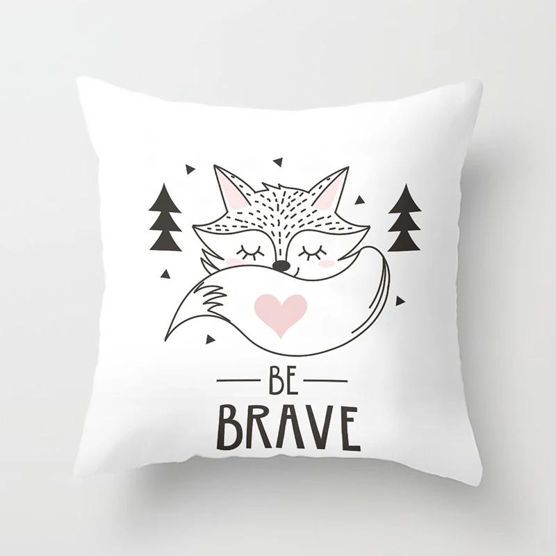 Cartoon Fox Animal Car Pillowcase Living Room Polyester Cushion Cover Sofa Decoration