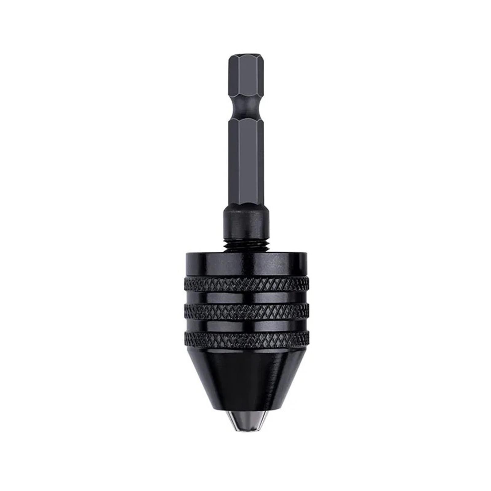 

Аксессуары для электрошлифовки Трехкулачковый патрон для преобразования 0,3-6,5 мм Шестигранная ручка Задний толкающий патрон Патрон для спирального сверла чёрный