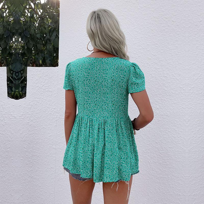 Sommer Damenhemd Lässige bedruckte Hemden Floral Kurzarm Tops