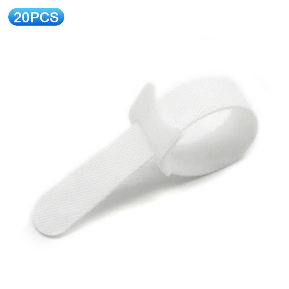 

20Pcs 15 x 1cm Nylon Magic Tape Data Cable Management Ties Gardening Plant Tie Straps White