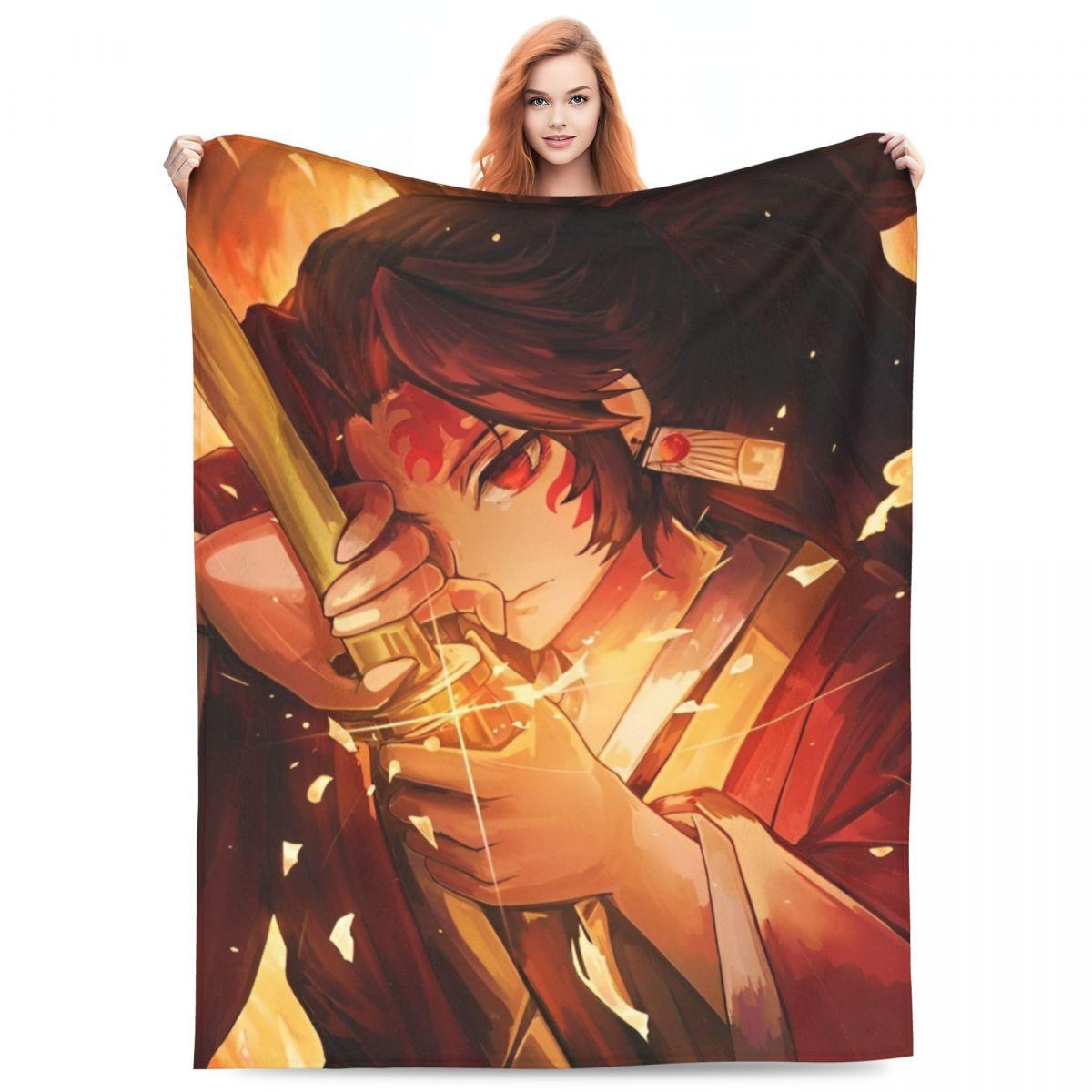 

Yoriichi Flannel Blanket Anime Demon Slayer Funny Throw Blanket for Sofa Bedding Lounge 200x150cm Plush Thin Quilt 30x40in