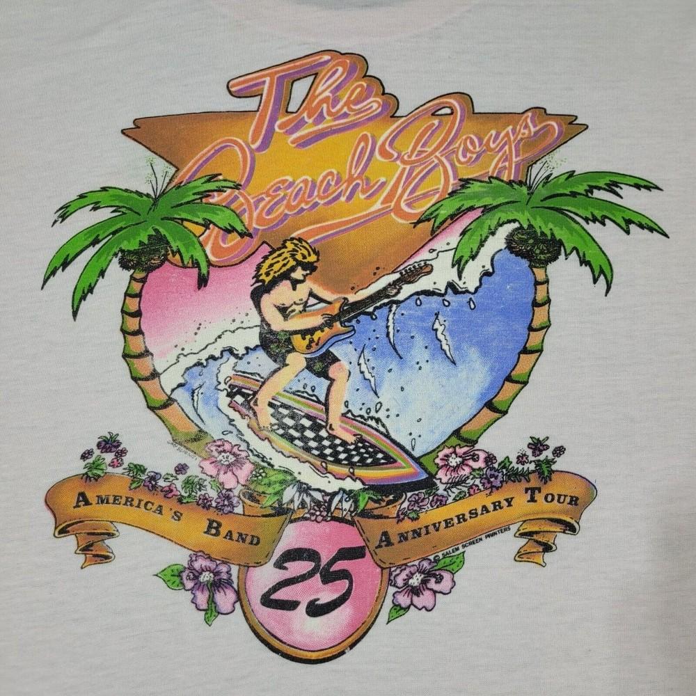 Винтажная футболка 80-х The Beach Boys 25-й Юбилей одна сторона S-234XL Подарок XZ941 Унисекс Футболка M