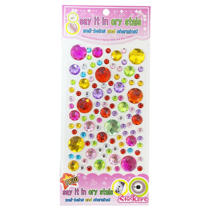 1 Sheets 3D Gem Acrylic Crystal Stickers Kids DIY Decoration Self Adhesive Jewel Crafts Sparkly Rhinestone Stickers Girls Gifts