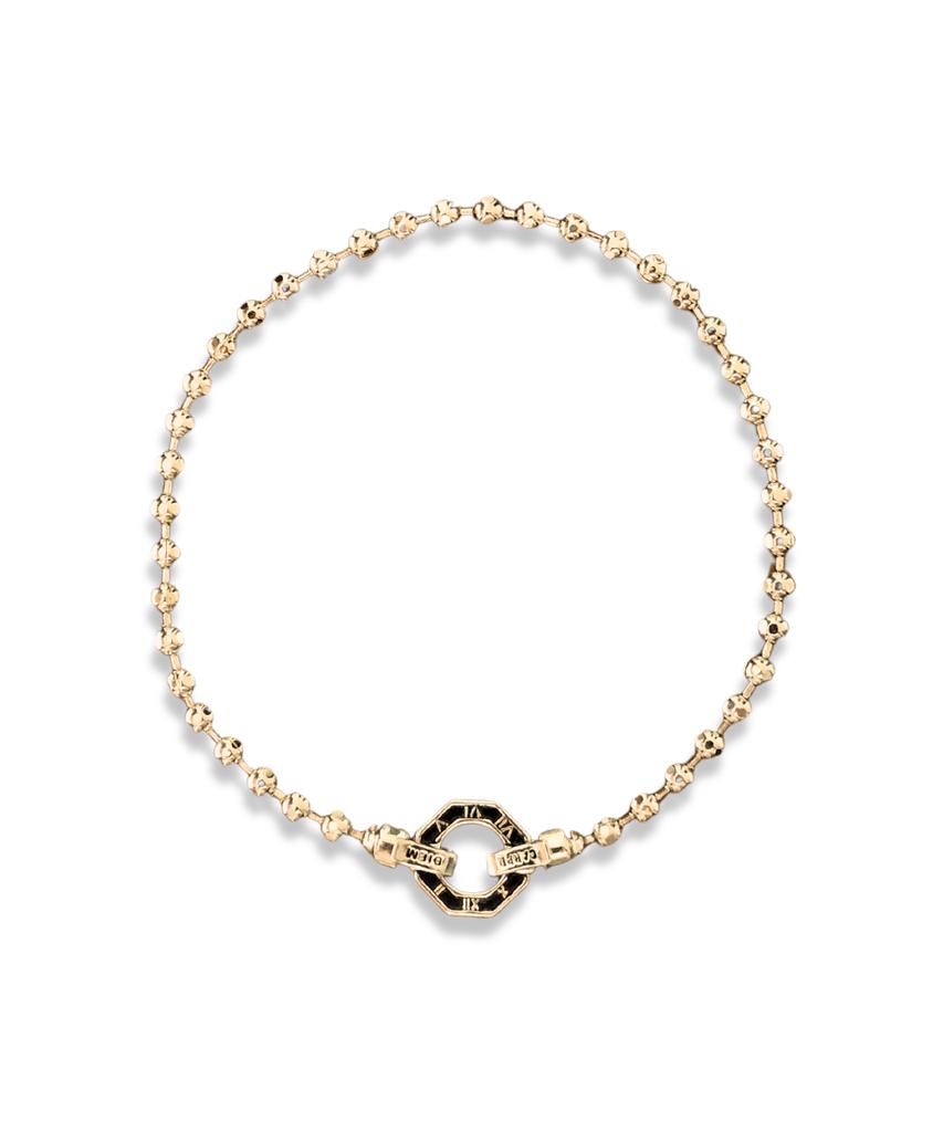 Gaman Unisex Gold Clock Tempus Ball Chain Bracelet