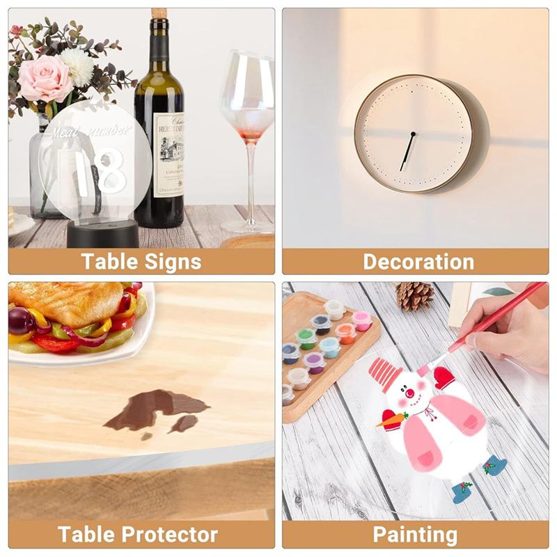 2 Pieces 6Mm Thick Round Plexiglass Sheet, 6Inch Diameter Clear Acrylic Circle, Cake Disk Acrylic Sheet Acrylic Backdrop Durable