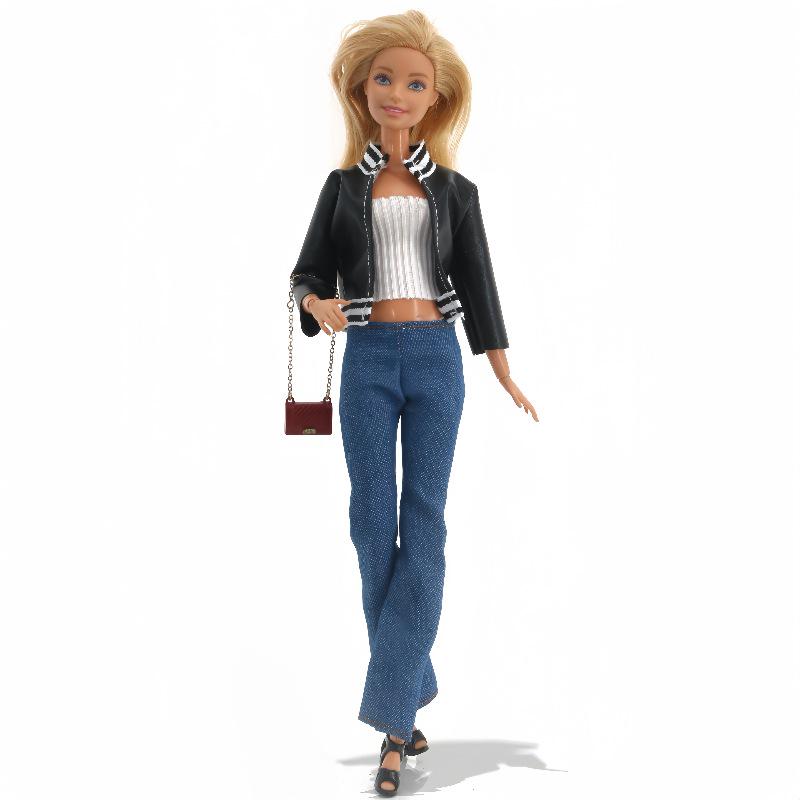 

Набір одягу для ляльки Барбі: 6-дюймова та 11-дюймова Шкіряна куртка, Штани, Спідниця - 30 см Модний гардероб