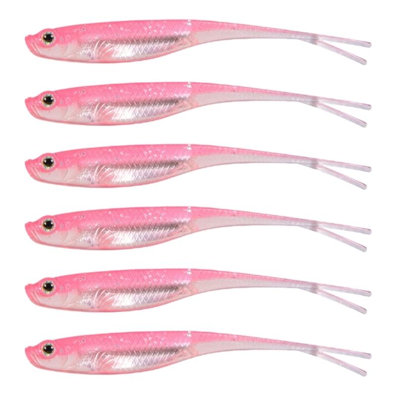 6Pcs Soft Lures Floating Baits Artificial Swimbaits Fork Tail Swimbaits Lures Soft Artificial Baits Fishing Lures