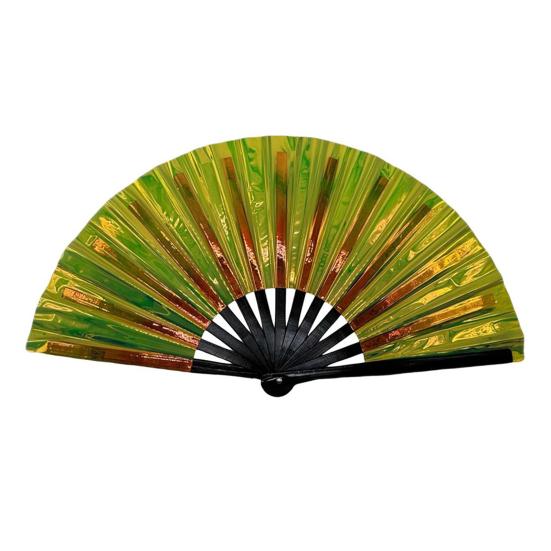 Yousheng Colorful Kung Fu Fan Holographic Foldable PVC Fan Ergonomic Handle Smooth Opening Closing Performance Fan Folk Craft Fan