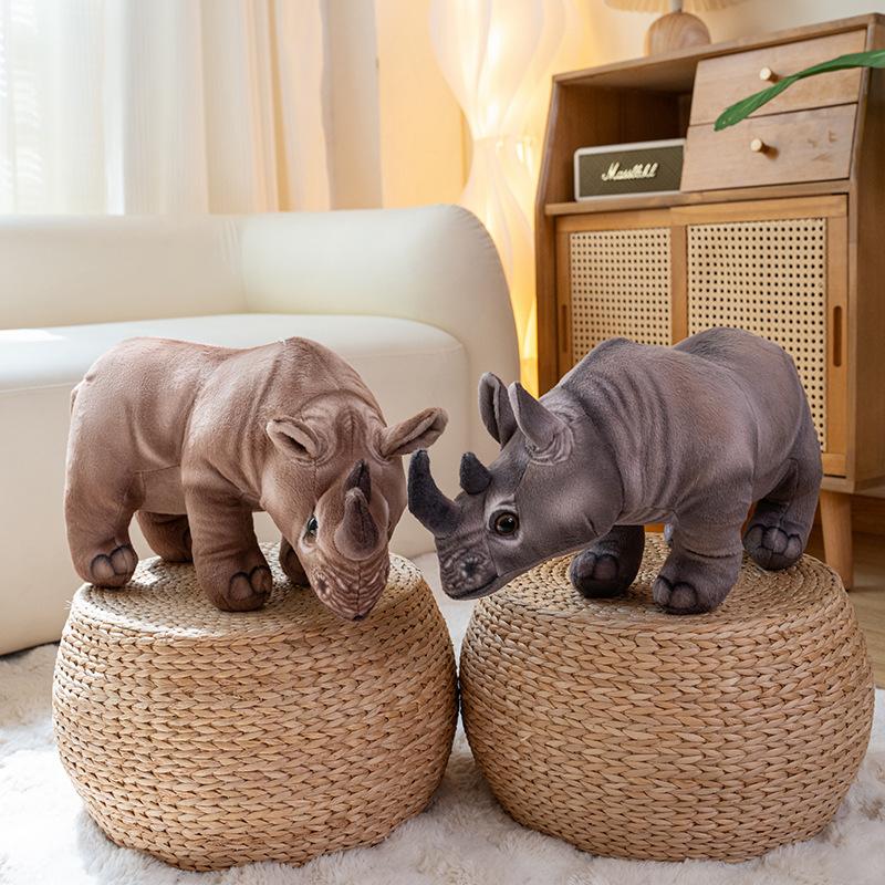 30-45cm Realistic Rhino Plush Toy Stuffed Animal Rhino Pillow  Soft Rhinoceros Kawaii Doll Perfect Birthday Gifts Kid Room Decor