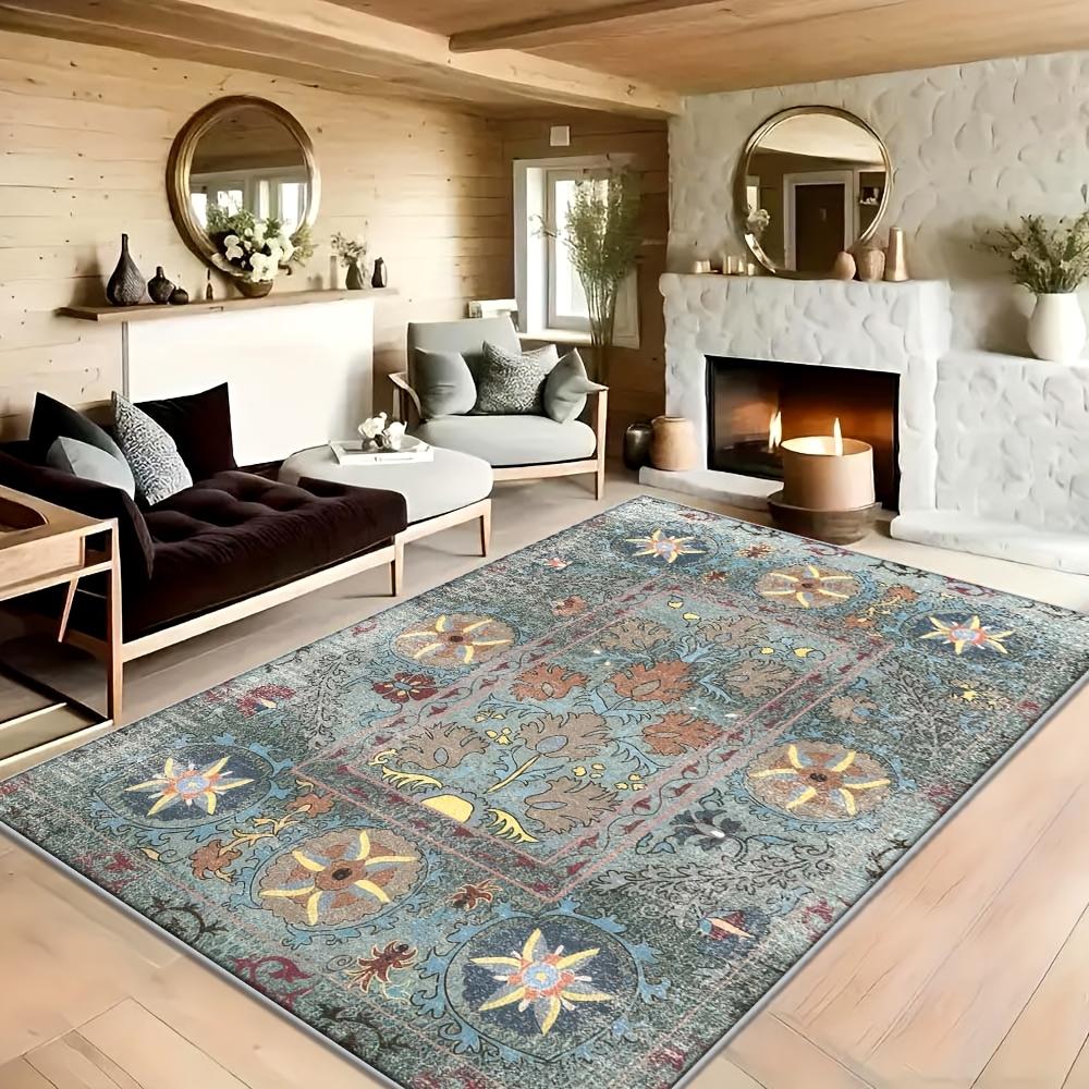 Amerikanischer Retro Persischer Böhmischer Teppich Große Fläche Rutschfest Wohnzimmer Schlafzimmer Arbeitszimmer Garderobe Bodenmatte Heimdekoration
