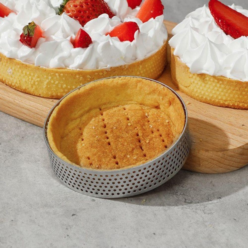 12 Piece Stainless Steel Perforated Tart Ring 8 CM Pastry Mold Durable Mousse Cake Ring  Bakery