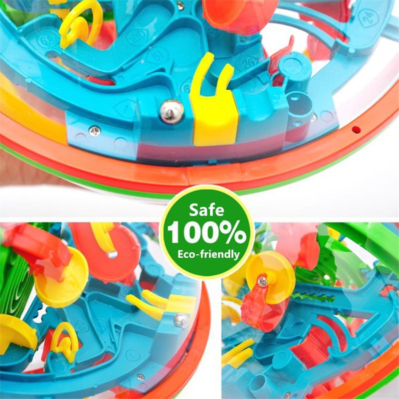 100 Step 3D Magic Maze Intellect Ball Labyrinth Sphere Globe Toys for Kids Educational Brain Tester Balance Training Toy Gifts