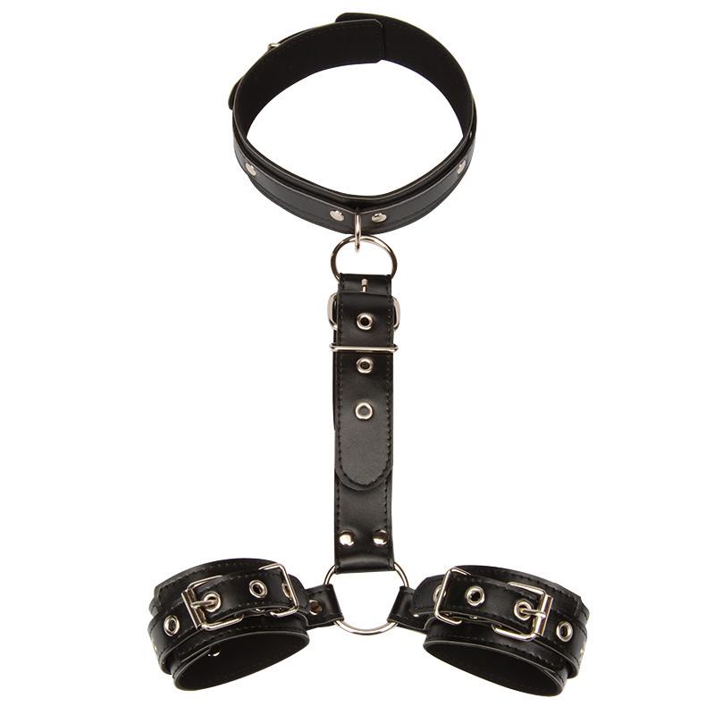 Sex Handcuff Wrist Tied with Neck Collar BDSM Sex Toys for Women Fetish Self Bondage Adult Games SM Handcuff Sex Straps