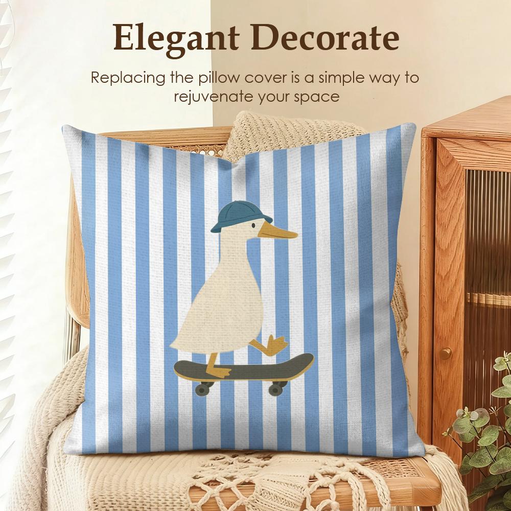 Cute Funny Animal Ins Cartoon Cushion Cover Natural Linen Organic Fabric DoubleSided Printing Sofa Home Decor Gift Pillow Case