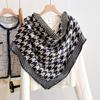 Autumn and winter bird grid imitation cashmere jacquard triangle scarf stacked shawl versatile small scarf warm multi-purpose scarf