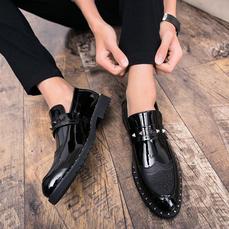 Fashion Lacquer leather men's shoes Classic British gentleman style Leisure nightclubs and party Outdoor street Daily loafers 38-46