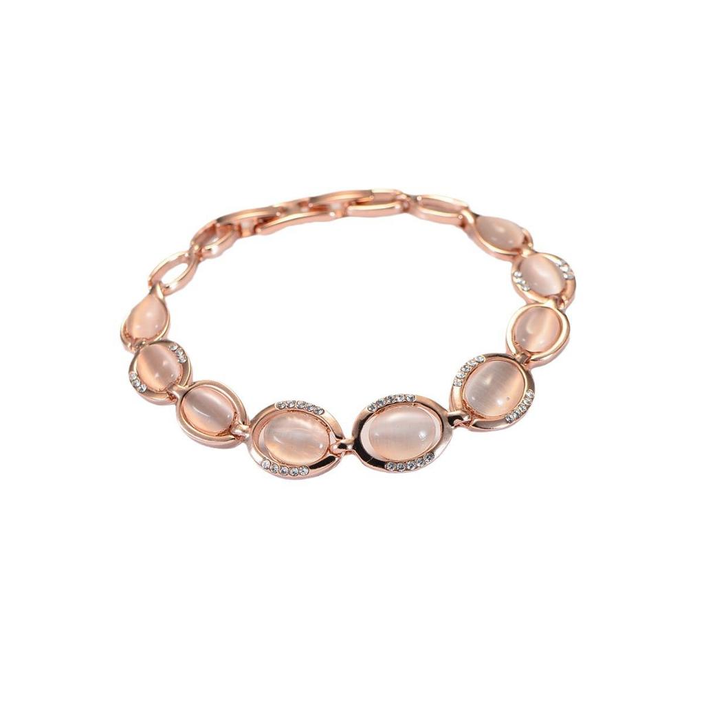 Women's Rose Gold 18K Cat's Eye Stone Bracelet Jewelry