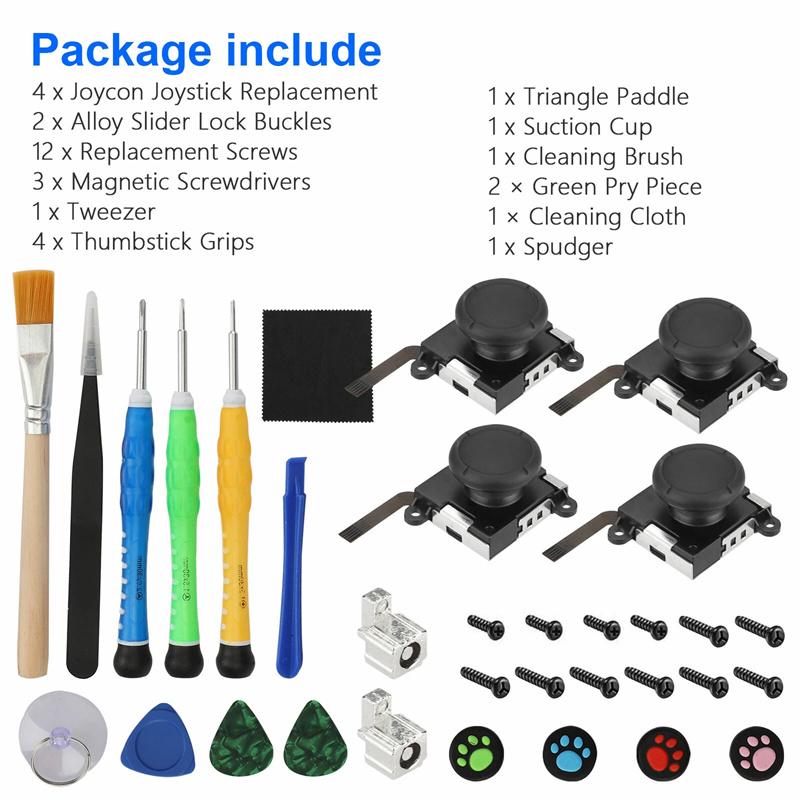 33Pcs Switch Repair Kit Ninten-do Switch 3D Joystick Joycon Repair Screwdriver Set Left/Right Controller Disassembly Tools