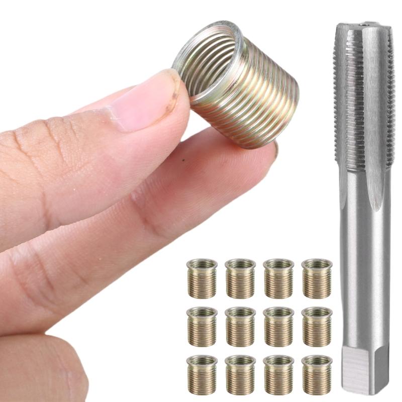 Spark Plugs Thread Repair Tool Metal Inserts M14x1.25 Tap Rethreaded Kit Professional Spark Plugs Thread Hole Repair Tool