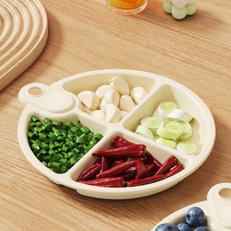 Küche Lauch Ingwer Knoblauch Beilage Fachgeteilte Aufbewahrungsschale 4 Fächer Topfvorbereitung Zutaten Unterteilter Teller