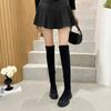 Autumn and winter velvet elastic boots women's side zipper platform casual shoes women's solid color knee boots women