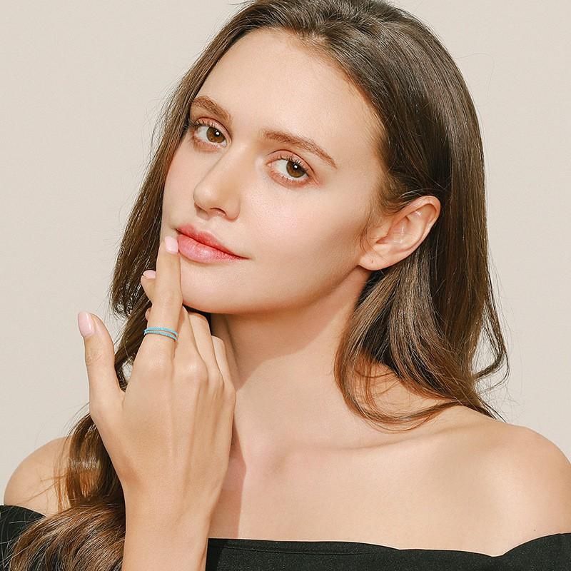 Turquoise Minimalist Stackable Ring Women Thin Index Finger Light Luxury Jewelry