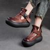 2025 New Women's Fashion Boots Round Toe Platform Sole Buckle Hollow Short Boots Retro All-match Spring and Autumn Single Shoes