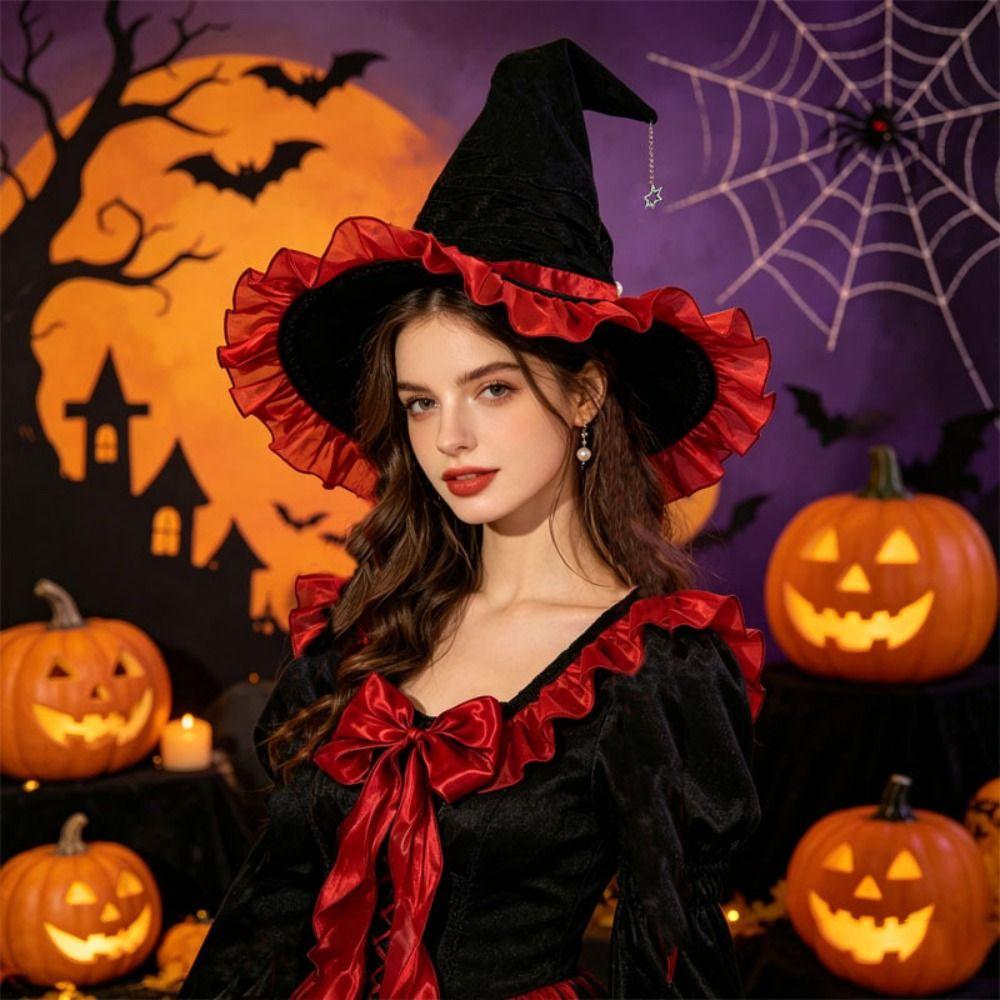 Lace Lolita Witch Hat Star Pendant Wizard Cap Party Props Halloween Hat Cosplay Event