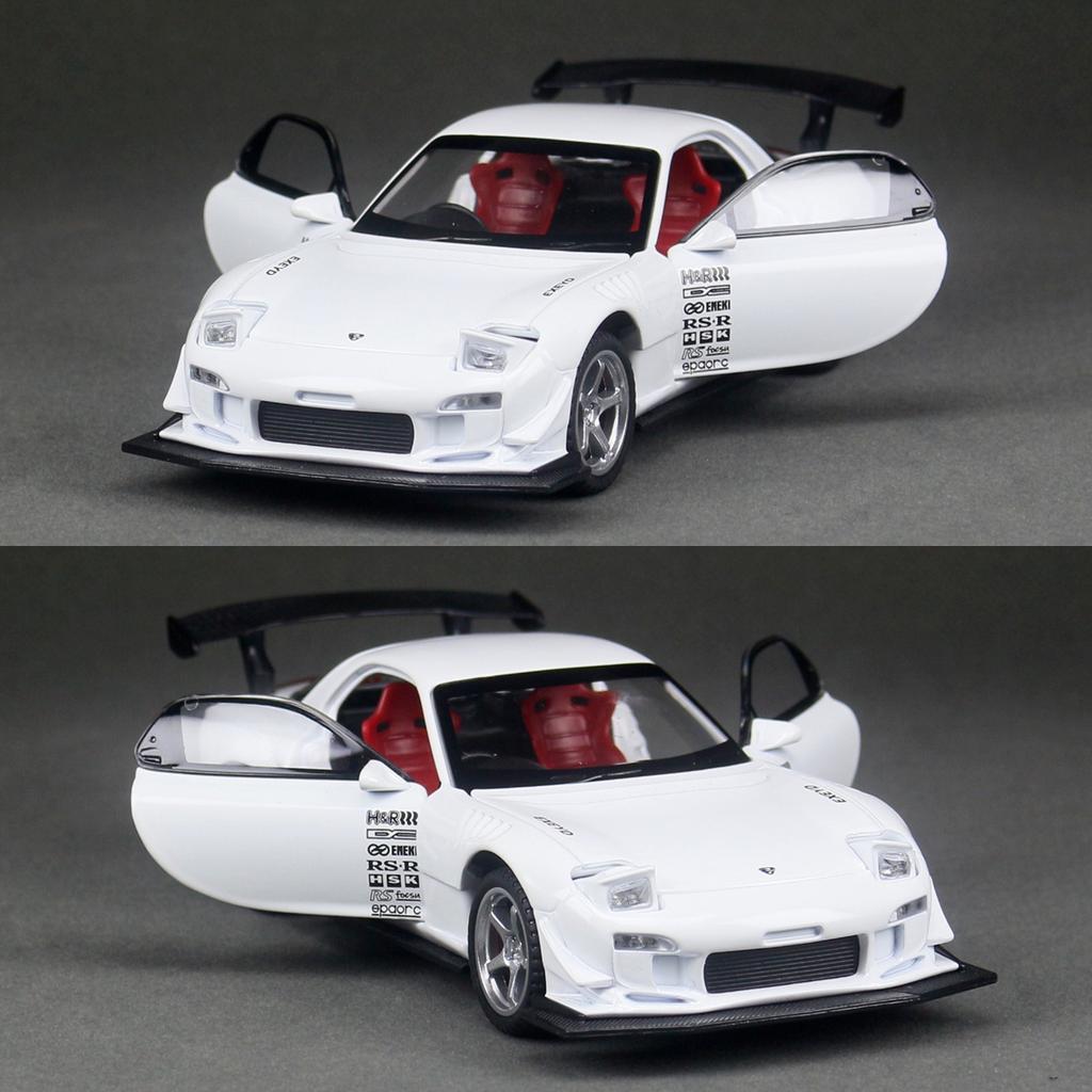 1/32 Mazda RX-7 FD3S Racing Miniature Diecast Toy Car Model Sound & Light Doors Openable Collection Gift for Children Boy Kid