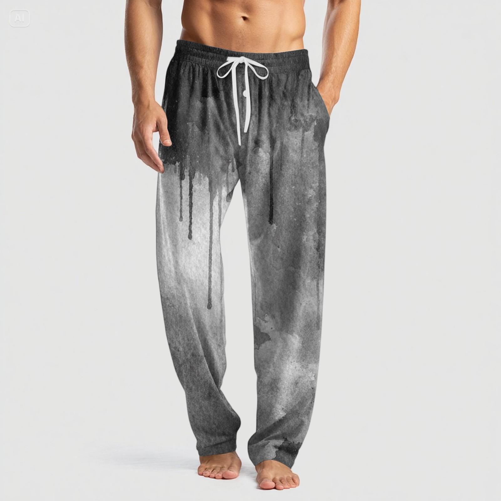 

Мужские вязаные повседневные брюки с карманом и принтом на Хэллоуин, пижамные брюки XXXL