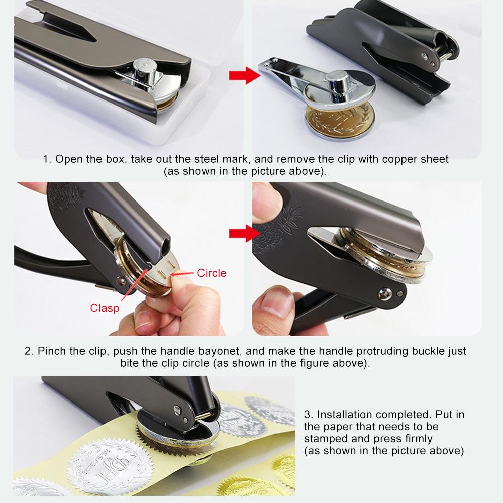 DIY Samolepka na ozubené kolo Ruční kleště Kovové výlisky Ražební kleště pro Party Hlavičkový papír LOGO Svatba Obálka Kůže