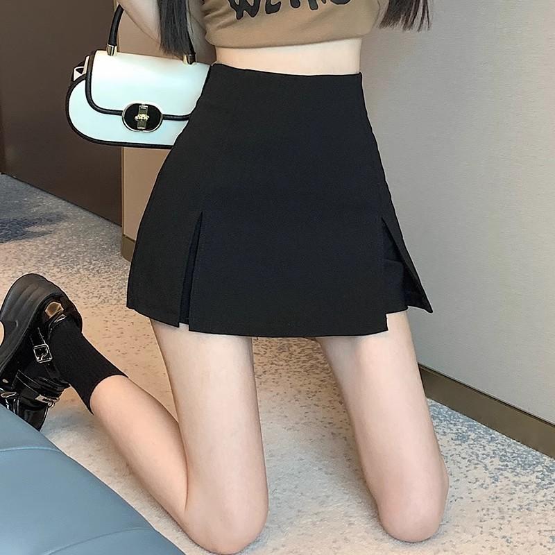 Streetwear Womens White Short Skirt With High Waist And Side Slit For Summer Fashion