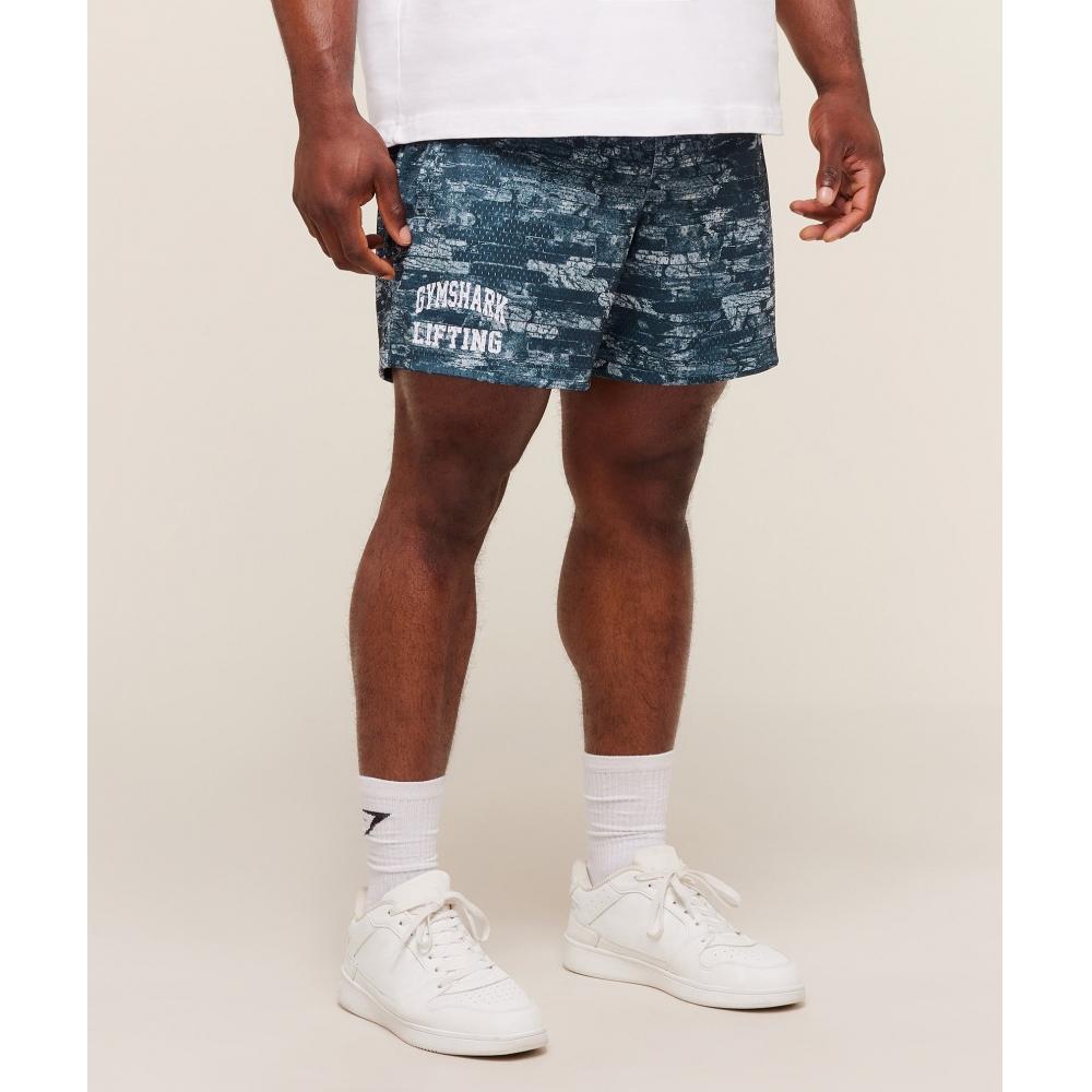 Gymshark Lifting Mesh 5  Shorts Smoke Blue A4b7v Udxn