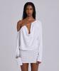 Jeidideuleondeon (W) Draped Mini Dress With Stud Skirt White