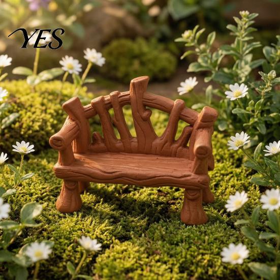 Moss Landscaping Props 3D Printed Mini Twig Bench for Dollhouse Furniture, Rustic Branch Small Scale Pieces Shape Micro Landscape Ornament,