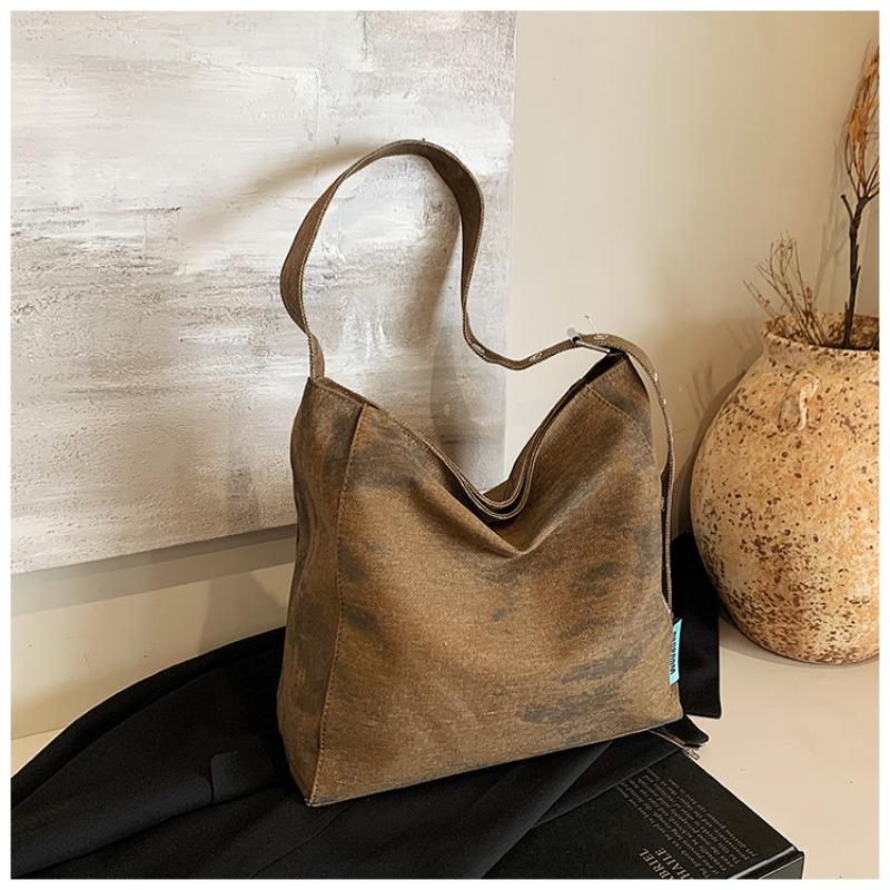 

Женская сумка большой вместимости новая осенне-зимняя универсальная холщовая на плечо для покупок, для поездок на работу, через плечо, сумка-тоут коричневый