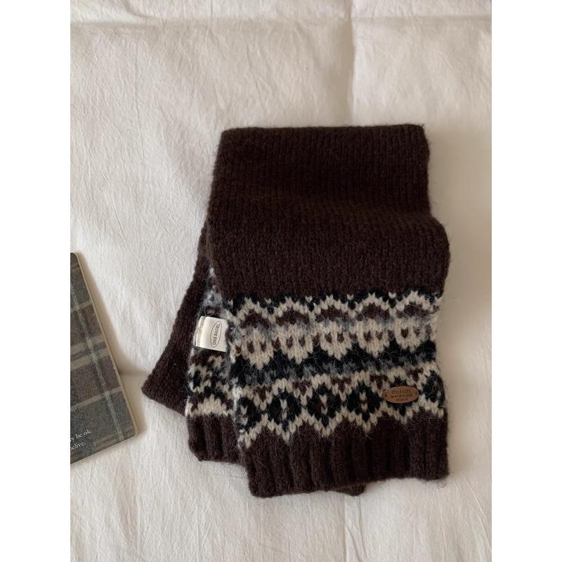 Green Christmas~ Retro Fair Island Jacquard Scarf Women's Winter New Warm Thickened Knitted Scarf