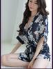 SCIONE Seksi Şifon İç Çamaşırı Kadın Büyük Beden Pijama Bayan Baskılı Gecelik Bornoz Takımı