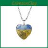Wunderschöne herzförmige Halskette mit Van Goghs Sternennacht- und Sonnenblumen-Design