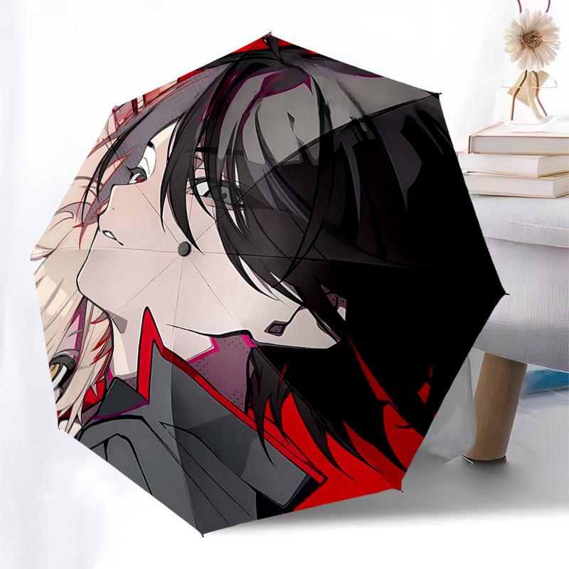 1pc Outdoor Umbrella with Anime Character Design - Automatic Opening/Closing Umbrella with Portable Tri-Fold Design, 8-Rib Iron Frame, Perfect Gi