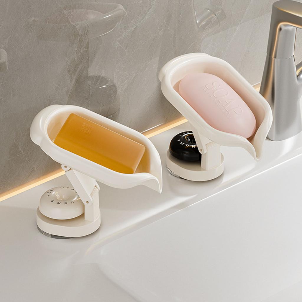 360 Degree Rotating Soap Holder Modern Design Efficient Drainage Soap Container for Bathroom Countertop Organization